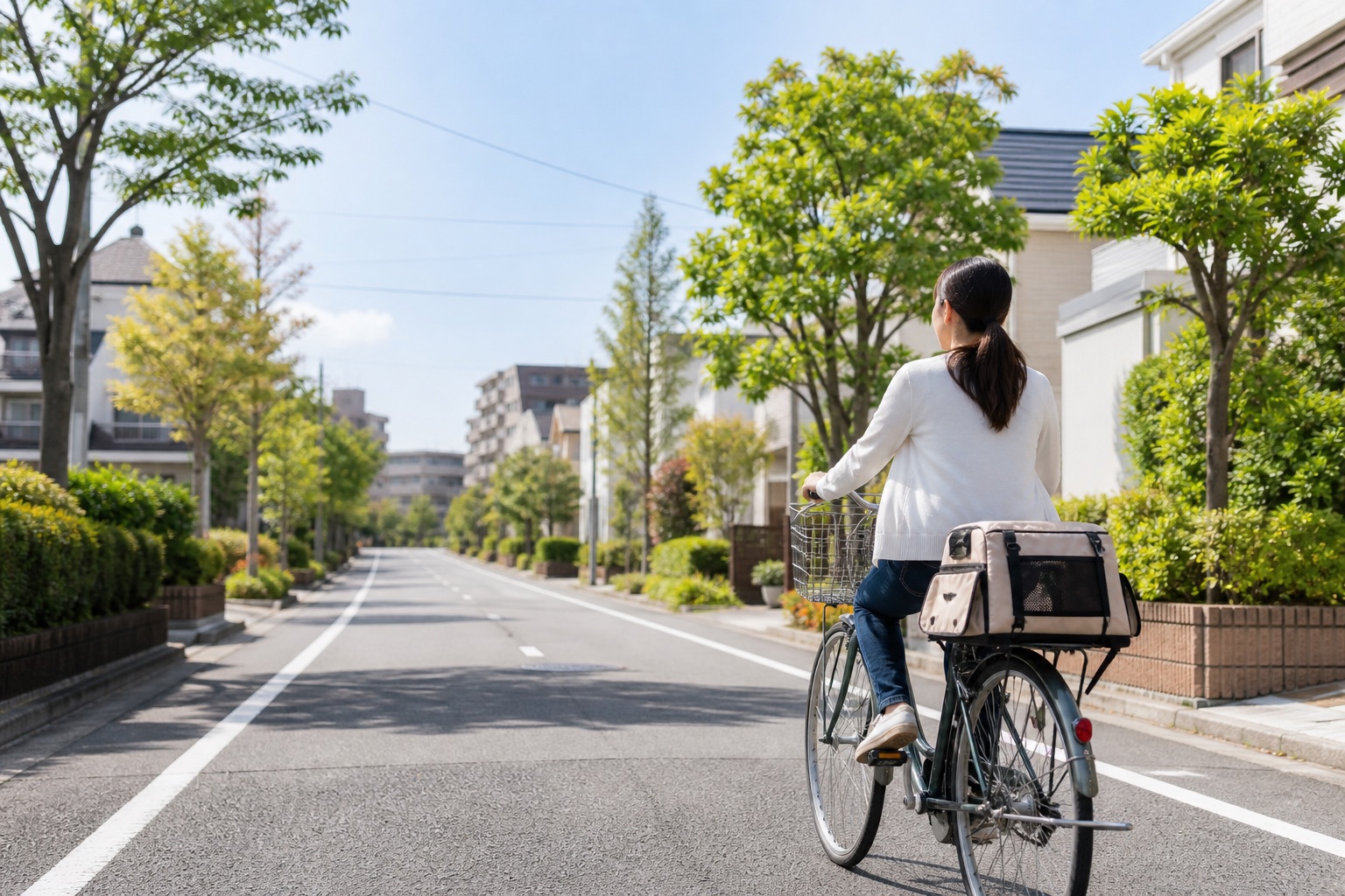 さいたま市の住宅街を散歩する犬